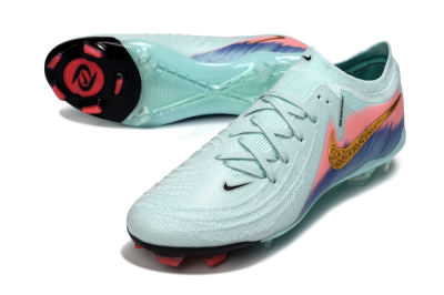 Men's Nike Phantom GX 2 Elite FG Firm Ground Low-Tops Football Boots - Aqua/Coral Fade/Deep Blue