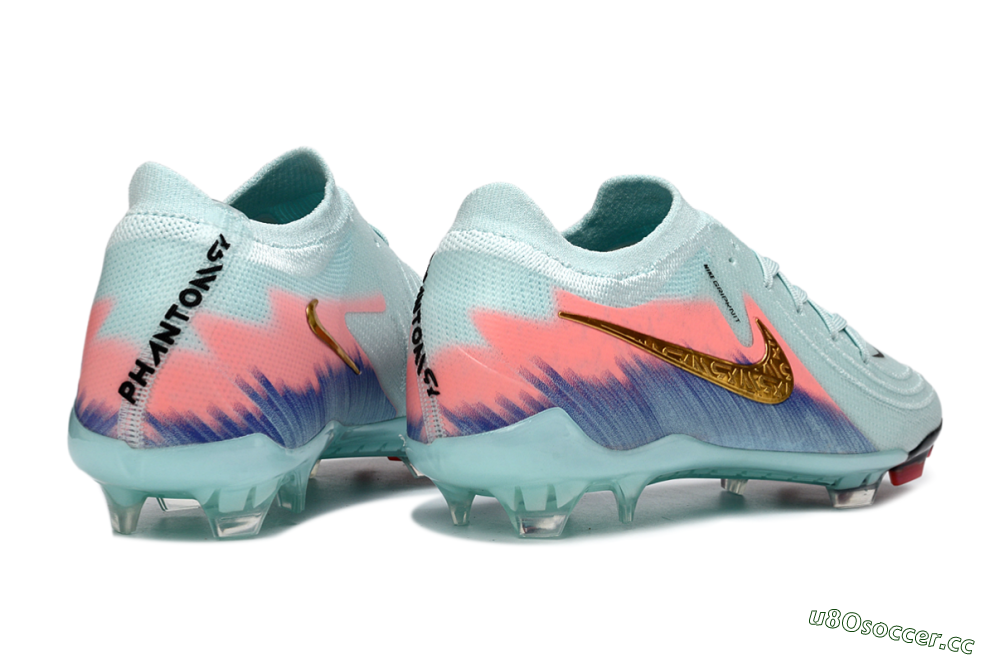 Men's Nike Phantom GX 2 Elite FG Firm Ground Low-Tops Football Boots - Aqua/Coral Fade/Deep Blue 6