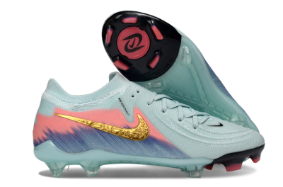Men's Nike Phantom GX 2 Elite FG Firm Ground Low-Tops Football Boots - Aqua/Coral Fade/Deep Blue