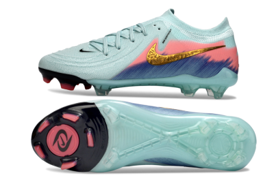 Men's Nike Phantom GX 2 Elite FG Firm Ground Low-Tops Football Boots - Aqua/Coral Fade/Deep Blue