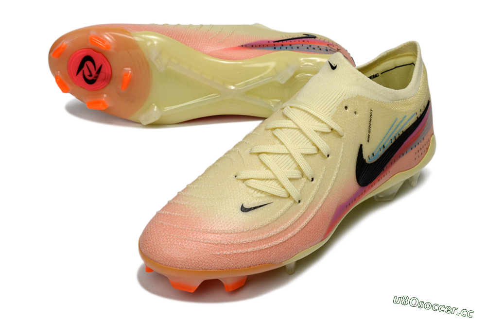 Men's Nike Phantom GX 2 Elite FG Firm Ground Low-Tops Football Boots - Yellow/Peach Fusion/Sunrise Glow 3