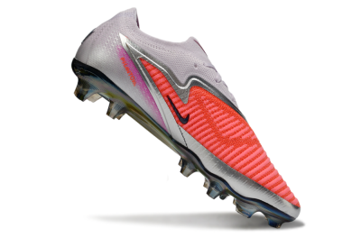 Men's Nike Phantom 6 Low Elite FG Firm Ground Low-Tops Football Boots - Red/Bright Coral/Steel Gray