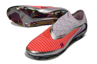 Men's Nike Phantom 6 Low Elite FG Firm Ground Low-Tops Football Boots - Red/Bright Coral/Steel Gray