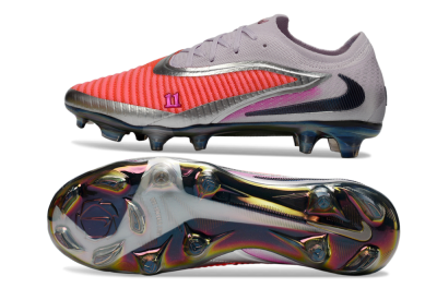 Men's Nike Phantom 6 Low Elite FG Firm Ground Low-Tops Football Boots - Red/Bright Coral/Steel Gray