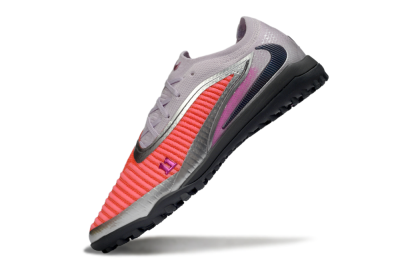 Men's Nike Phantom 6 Low Elite TF Artificial Turf Low-Tops Football Shoes - Pink/Vibrant Coral/Metallic Silver