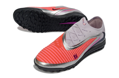 Men's Nike Phantom 6 Low Elite TF Artificial Turf Low-Tops Football Shoes - Pink/Vibrant Coral/Metallic Silver