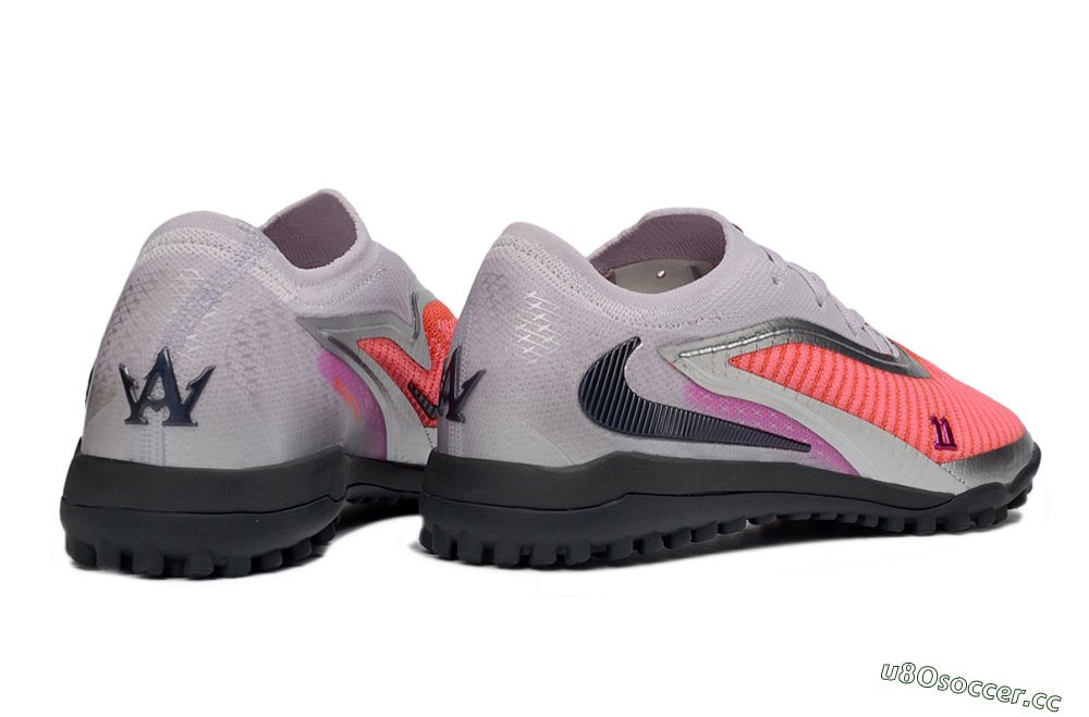 Men's Nike Phantom 6 Low Elite TF Artificial Turf Low-Tops Football Shoes - Pink/Vibrant Coral/Metallic Silver 6