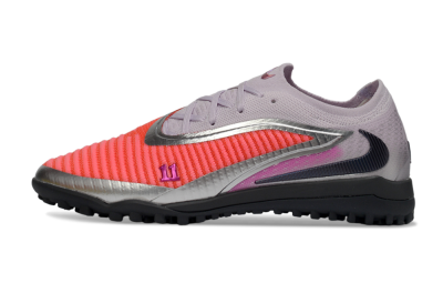 Men's Nike Phantom 6 Low Elite TF Artificial Turf Low-Tops Football Shoes - Pink/Vibrant Coral/Metallic Silver
