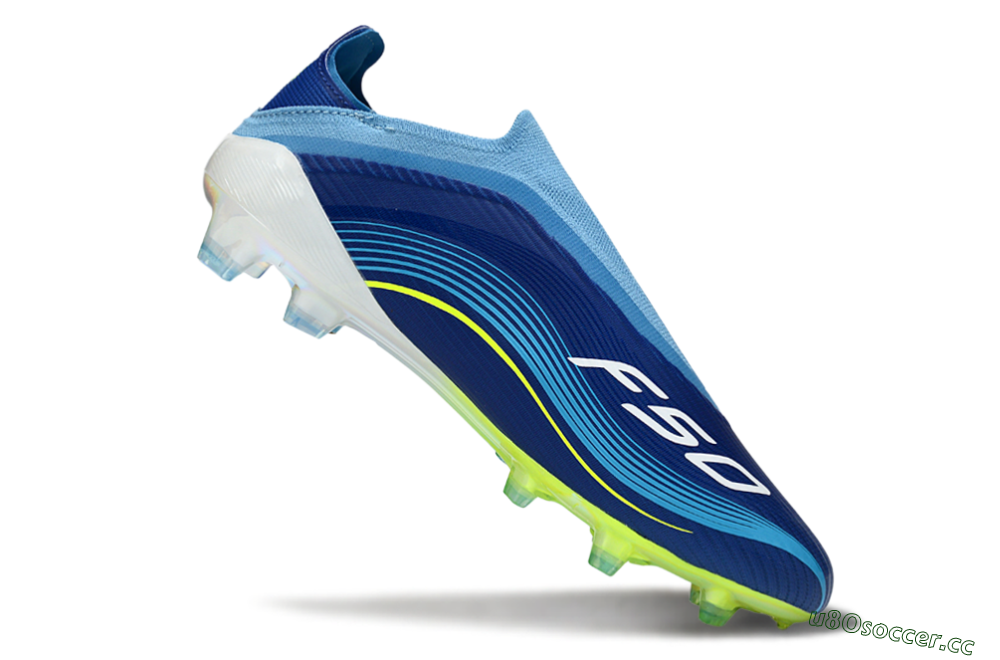 Unisex Messi x Adidas F50 Elite Laceless FG Firm Ground Low-Tops Football Boots - Blue/Electric Blue/Lime Green 5