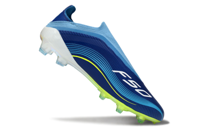 Unisex Messi x Adidas F50 Elite Laceless FG Firm Ground Low-Tops Football Boots - Blue/Electric Blue/Lime Green