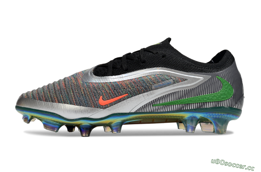 Men's Nike Phantom 6 Low Elite FG Firm Ground Low-Tops Football Boots - Black/Neon Green/Fiery Orange 0