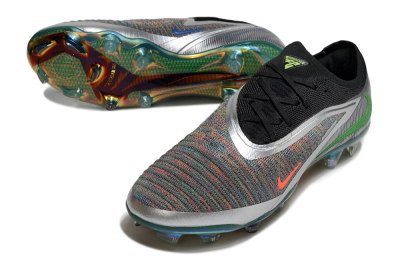 Men's Nike Phantom 6 Low Elite FG Firm Ground Low-Tops Football Boots - Black/Neon Green/Fiery Orange