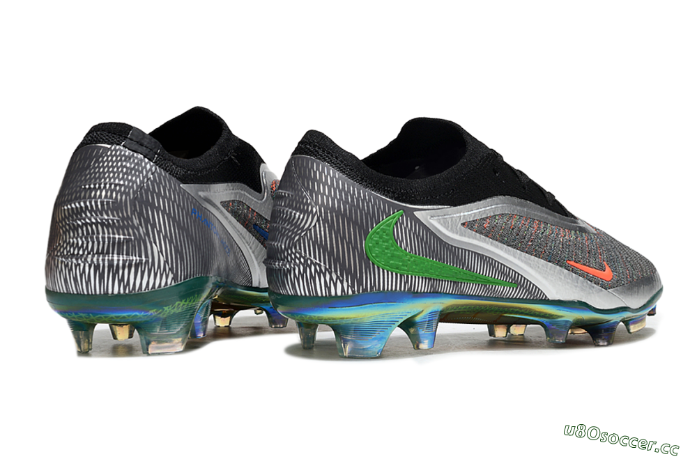 Men's Nike Phantom 6 Low Elite FG Firm Ground Low-Tops Football Boots - Black/Neon Green/Fiery Orange 6