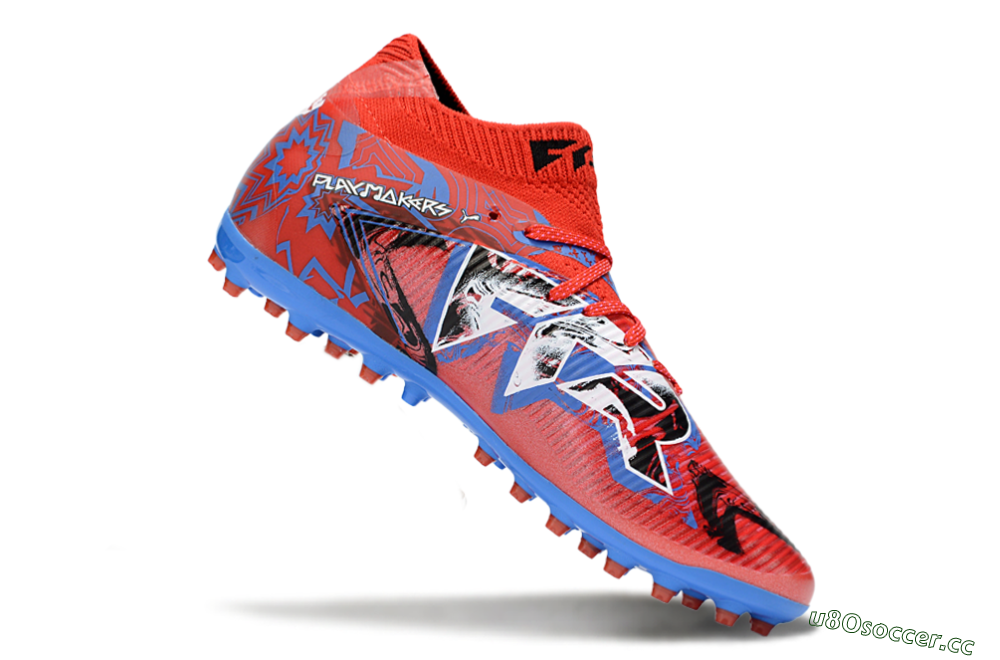 Men's Puma Future 8 Ultimate MG Multi Ground Low-Tops Football Boots - Red/Electric Blue/Fiery Red 4
