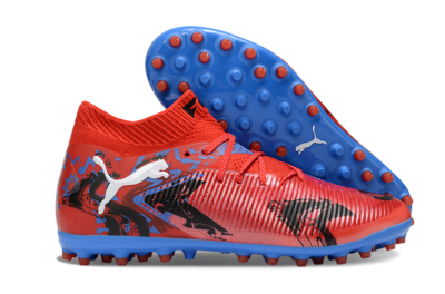 Men's Puma Future 8 Ultimate MG Multi Ground Low-Tops Football Boots - Red/Electric Blue/Fiery Red
