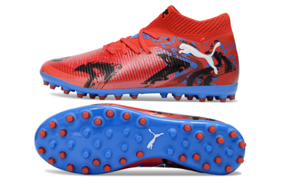 Men's Puma Future 8 Ultimate MG Multi Ground Low-Tops Football Boots - Red/Electric Blue/Fiery Red