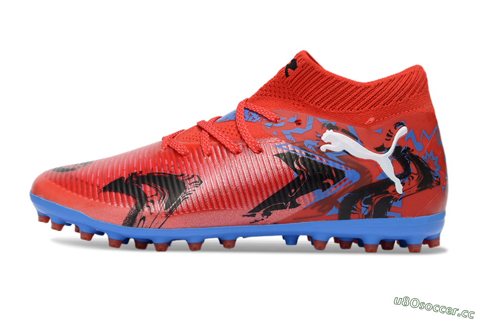 Men's Puma Future 8 Ultimate MG Multi Ground Low-Tops Football Boots - Red/Electric Blue/Fiery Red 0