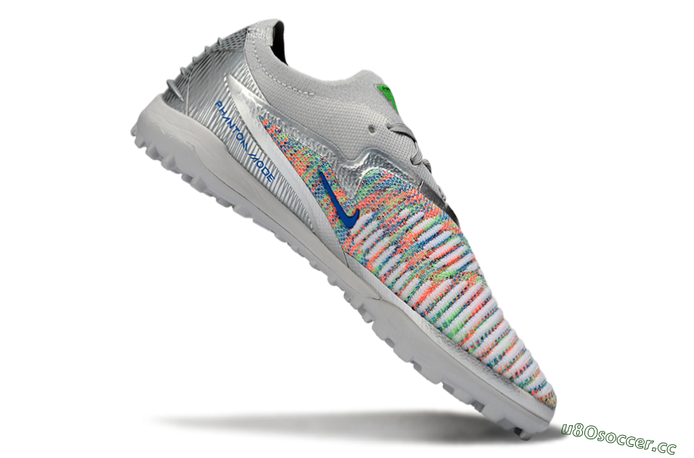 Unisex Nike Phantom 6 Low Elite TF Artificial Turf Low-Tops Football Shoes - Gray/Vibrant Green/Futuristic Silver 4