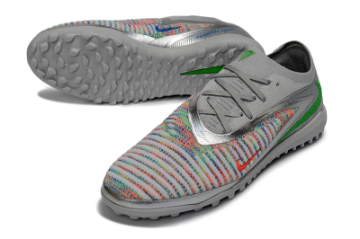 Unisex Nike Phantom 6 Low Elite TF Artificial Turf Low-Tops Football Shoes - Gray/Vibrant Green/Futuristic Silver