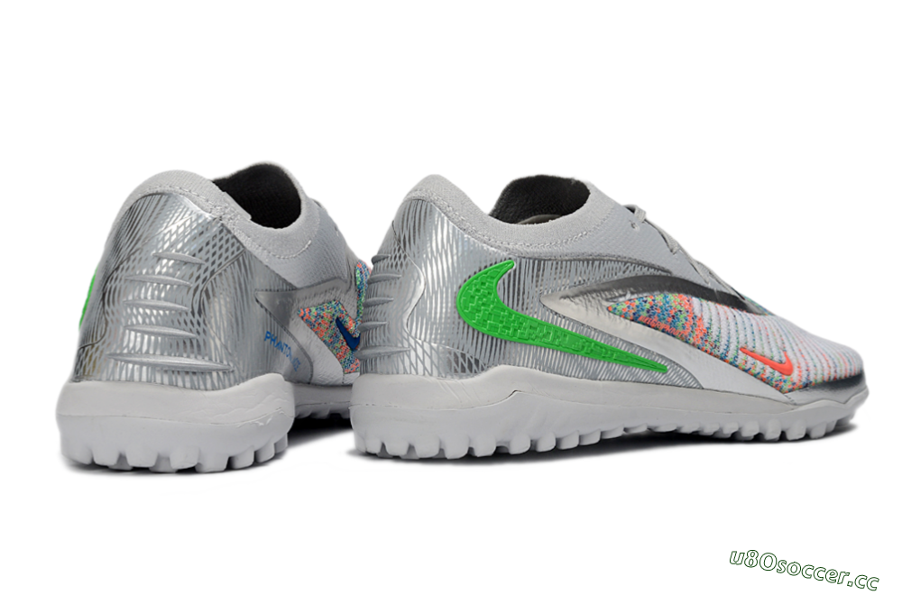 Unisex Nike Phantom 6 Low Elite TF Artificial Turf Low-Tops Football Shoes - Gray/Vibrant Green/Futuristic Silver 6