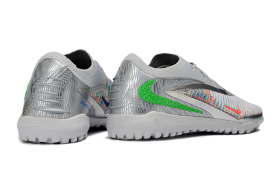 Unisex Nike Phantom 6 Low Elite TF Artificial Turf Low-Tops Football Shoes - Gray/Vibrant Green/Futuristic Silver