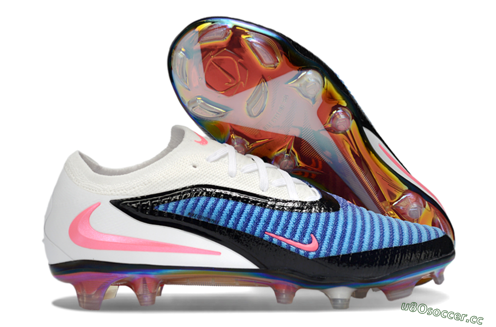 Unisex Nike Phantom 6 Low Elite FG Firm Ground Low-Tops Football Boots - Blue/Vibrant Blue/Pink Accent 2