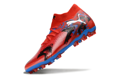 Men's Puma Future 8 Ultimate FG Firm Ground Low-Tops Football Boots - Red/Electric Blue/Dynamic Black