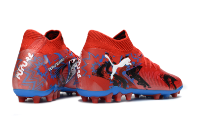 Men's Puma Future 8 Ultimate FG Firm Ground Low-Tops Football Boots - Red/Electric Blue/Dynamic Black