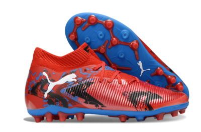 Men's Puma Future 8 Ultimate FG Firm Ground Low-Tops Football Boots - Red/Electric Blue/Dynamic Black