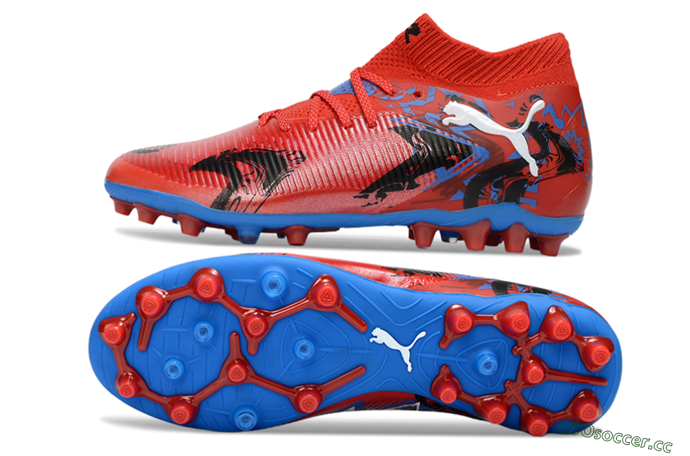 Men's Puma Future 8 Ultimate FG Firm Ground Low-Tops Football Boots - Red/Electric Blue/Dynamic Black 1