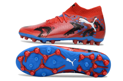 Men's Puma Future 8 Ultimate FG Firm Ground Low-Tops Football Boots - Red/Electric Blue/Dynamic Black