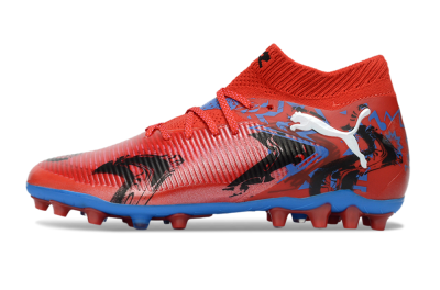 Men's Puma Future 8 Ultimate FG Firm Ground Low-Tops Football Boots - Red/Electric Blue/Dynamic Black