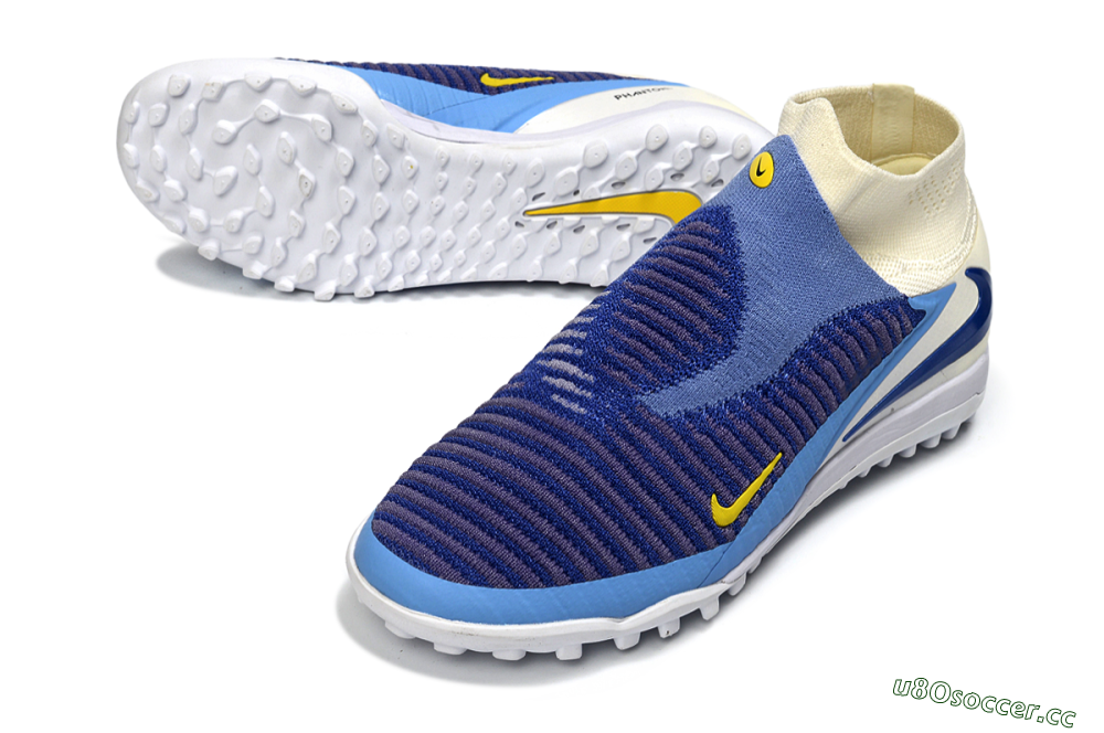 Men's Nike Phantom 6 High Elite TF Artificial Turf High-Tops Football Shoes - Blue/Sky Blue/Deep Blue 3