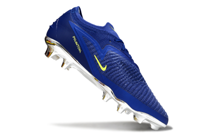 Unisex Nike Phantom 6 Low Elite FG Firm Ground Low-Tops Football Boots - Blue/Luminous Green/Metallic Silver