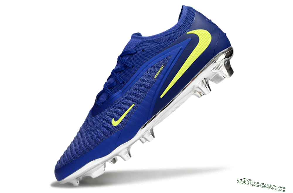 Unisex Nike Phantom 6 Low Elite FG Firm Ground Low-Tops Football Boots - Blue/Luminous Green/Metallic Silver 5