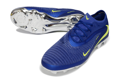 Unisex Nike Phantom 6 Low Elite FG Firm Ground Low-Tops Football Boots - Blue/Luminous Green/Metallic Silver
