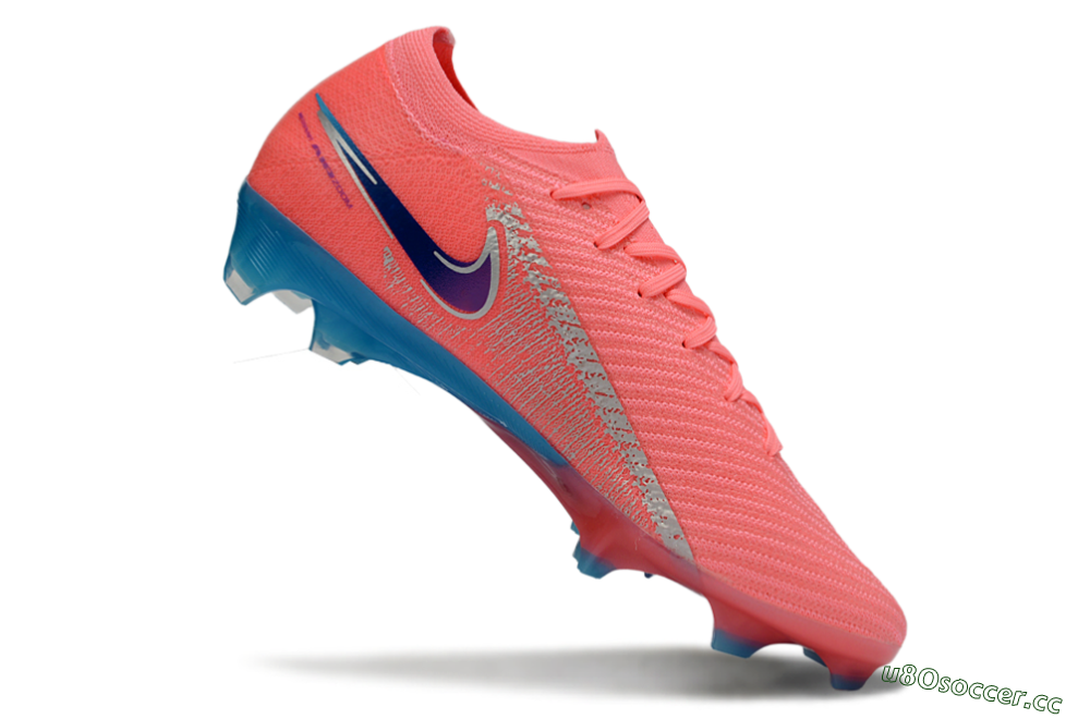 Unisex Nike Air Zoom Mercurial Vapor 16 Elite FG Firm Ground Low-Tops Football Boots - Pink/Coral Pink/Cerulean Blue 4