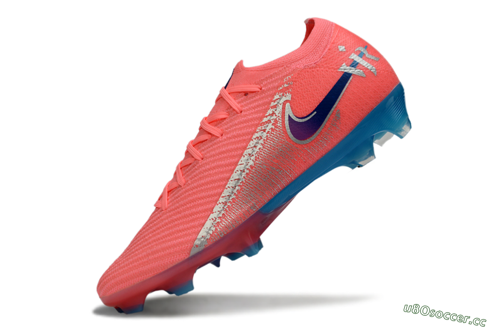 Unisex Nike Air Zoom Mercurial Vapor 16 Elite FG Firm Ground Low-Tops Football Boots - Pink/Coral Pink/Cerulean Blue 5