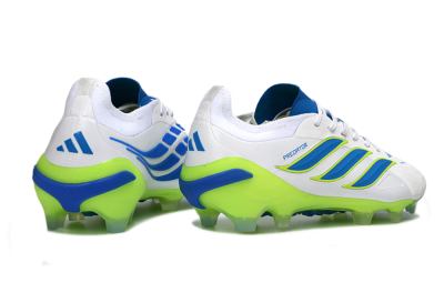 Men's Adidas Predator 26 Elite FG Firm Ground Low-Tops Football Boots - White/Electric Blue/Lime Green