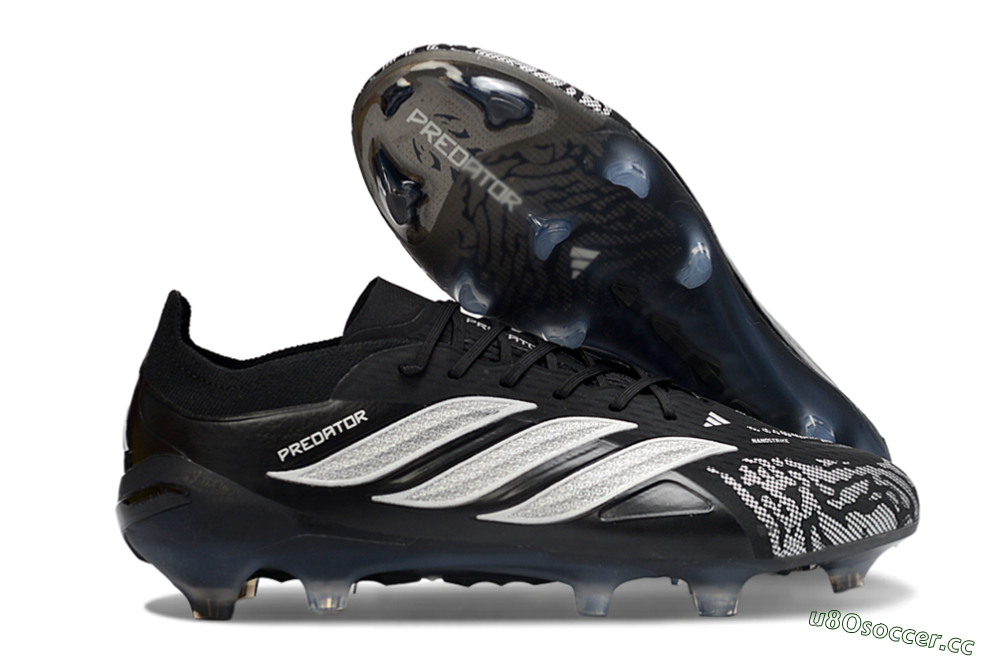 Men's Adidas Predator 26 Elite FG Firm Ground Low-Tops Football Boots - Black/Silver Shade/White Accent 2