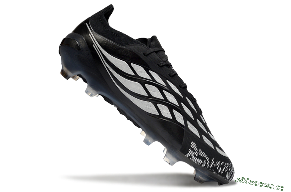 Men's Adidas Predator 26 Elite FG Firm Ground Low-Tops Football Boots - Black/Silver Shade/White Accent 4
