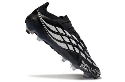 Men's Adidas Predator 26 Elite FG Firm Ground Low-Tops Football Boots - Black/Silver Shade/White Accent