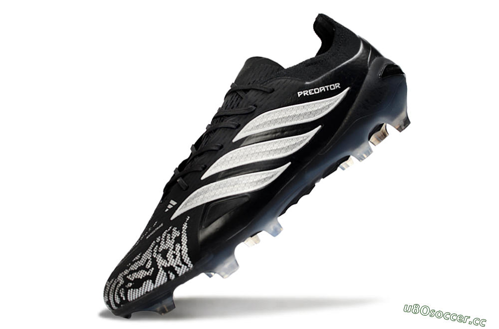 Men's Adidas Predator 26 Elite FG Firm Ground Low-Tops Football Boots - Black/Silver Shade/White Accent 5