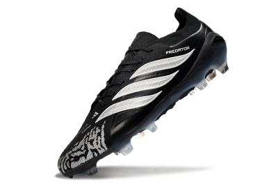 Men's Adidas Predator 26 Elite FG Firm Ground Low-Tops Football Boots - Black/Silver Shade/White Accent