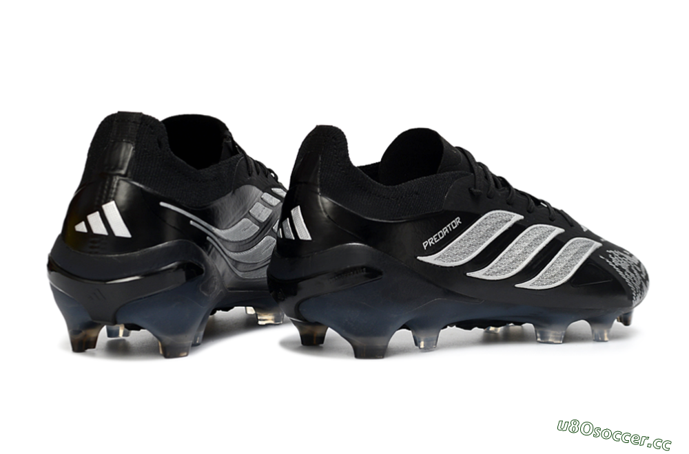 Men's Adidas Predator 26 Elite FG Firm Ground Low-Tops Football Boots - Black/Silver Shade/White Accent 6