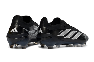 Men's Adidas Predator 26 Elite FG Firm Ground Low-Tops Football Boots - Black/Silver Shade/White Accent