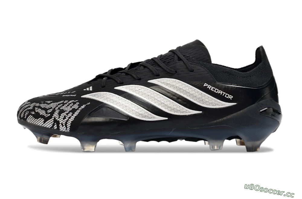 Men's Adidas Predator 26 Elite FG Firm Ground Low-Tops Football Boots - Black/Silver Shade/White Accent 0