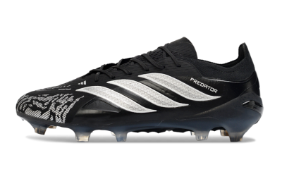 Men's Adidas Predator 26 Elite FG Firm Ground Low-Tops Football Boots - Black/Silver Shade/White Accent