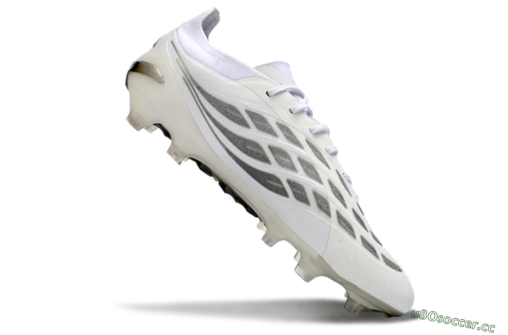 Men's Adidas Predator 26 Elite FG Firm Ground Low-Tops Football Boots - White/Silver/Black 4