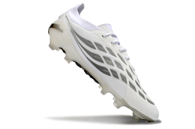 Men's Adidas Predator 26 Elite FG Firm Ground Low-Tops Football Boots - White/Silver/Black
